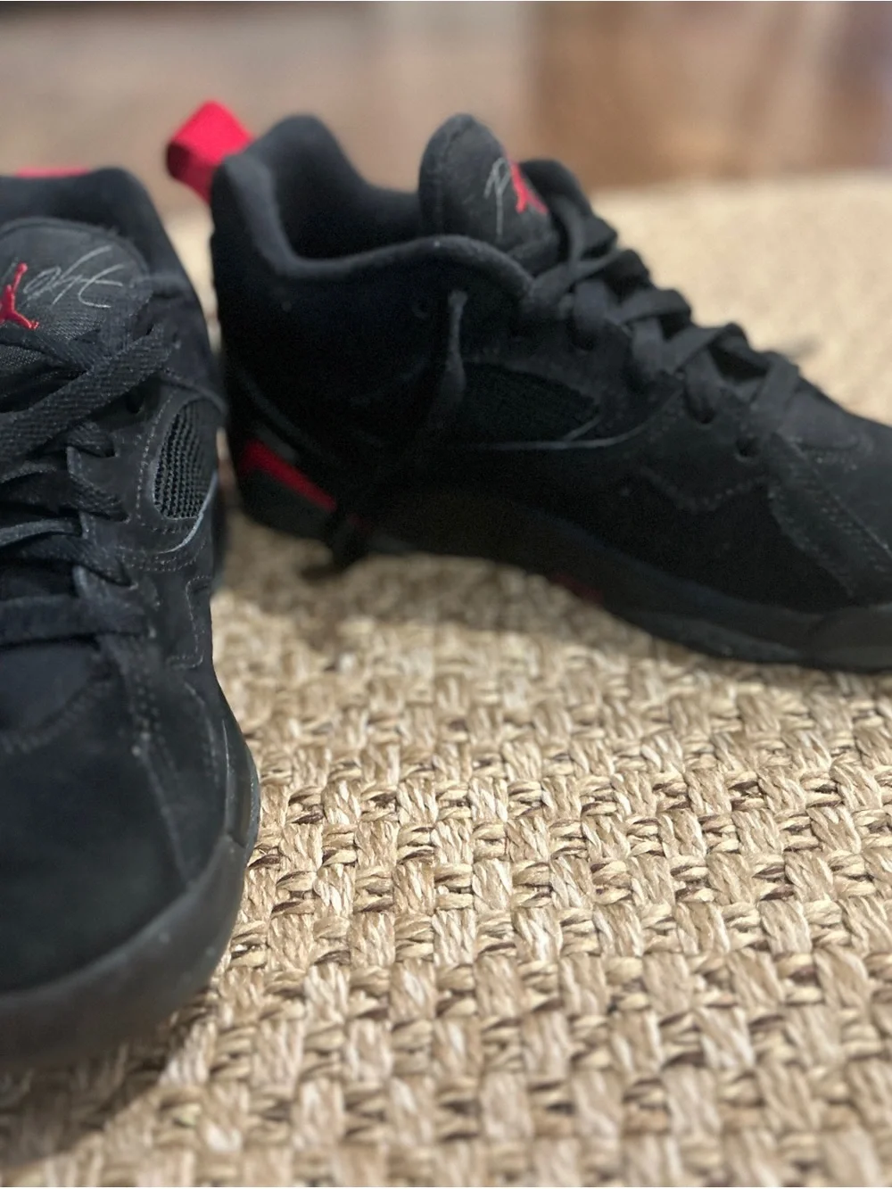 Nike Kids Black and Red Suede/Canvas Sneakers